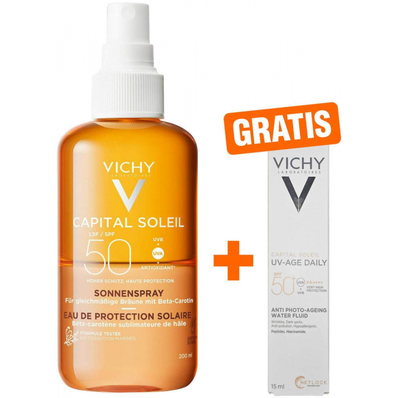 Vichy Capital Soleil bräunungsintensivierendes Sonnenspray LSF 50 200 ml + gratis Capital Soleil UV-Age LSF 50+ 15 ml