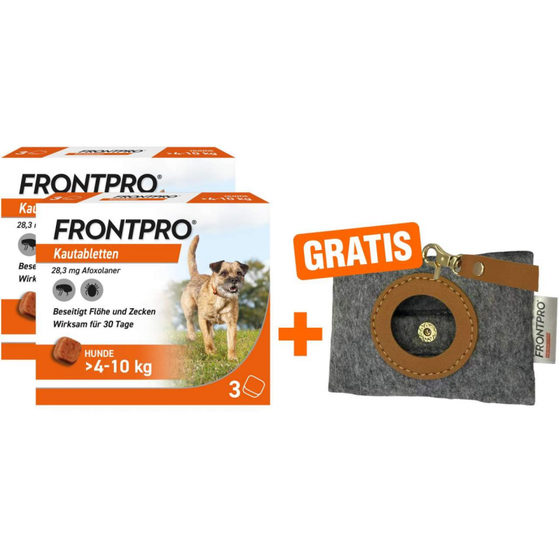 Frontpro 28,3 mg für Hunde 2 x 3 Kautabletten + gratis Hundebeutelspender 1 Stück