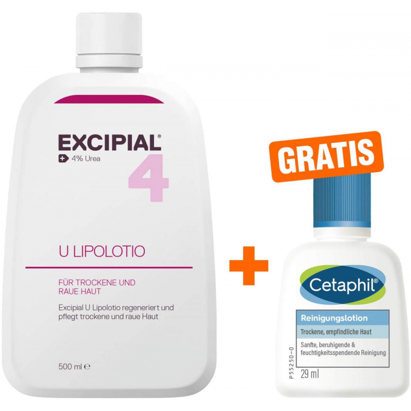 Excipial U Lipolotio 500 ml + gratis Cetaphil Reinigungslotion 29 ml