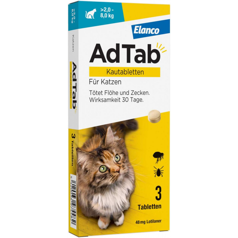 AdTab 48 mg für Katzen (2-8 kg) 3 Kautabletten
