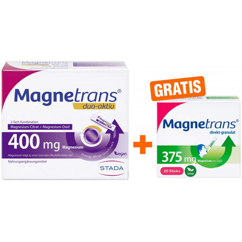 Magnetrans duo-aktiv 400 mg 50 Stück + gratis Magnetrans direkt 375 mg Granulat