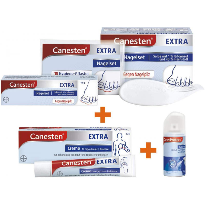 Canesten Extra Nagelset + Canesten Extra - 20 g Creme + CaneProtect 150 ml Fußspray