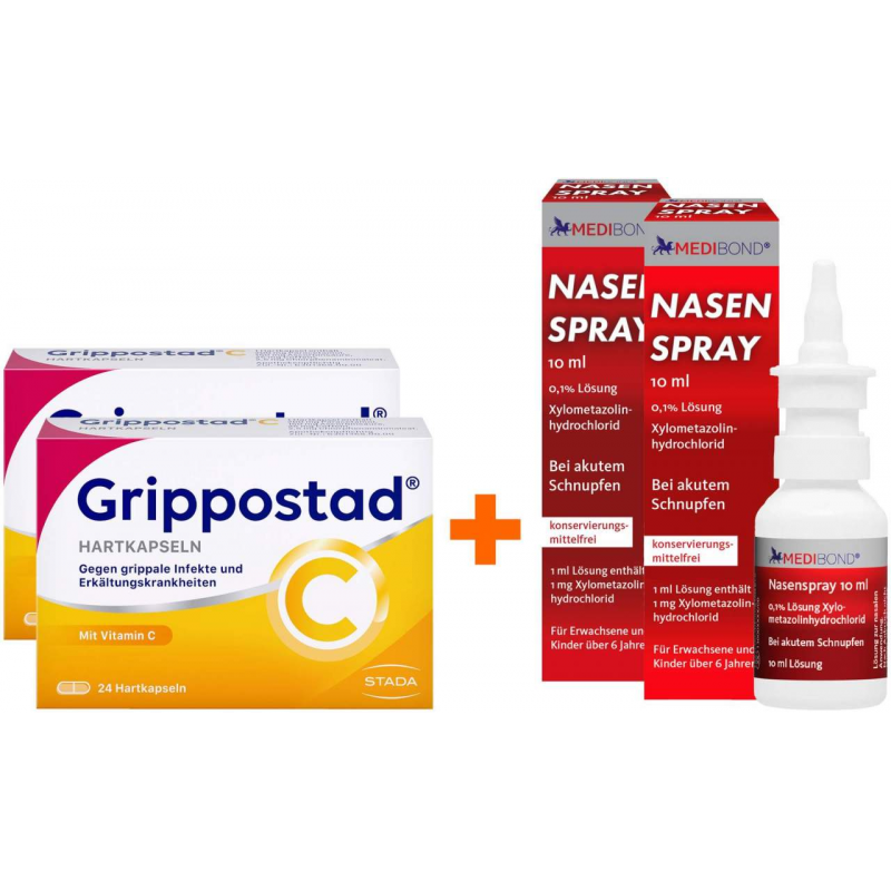 Bundle Grippostad 2 x 24 Kapseln + Nasenspray Medibond 2 x 10ml