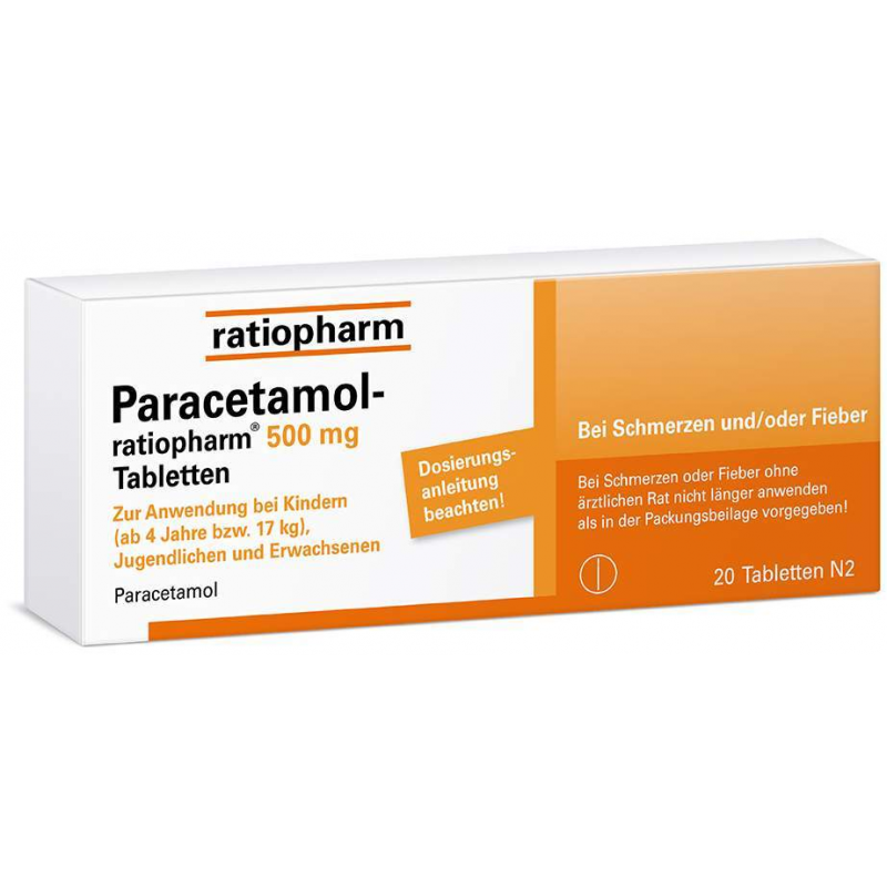 Paracetamol-ratiopharm 500 mg 20 Tabletten