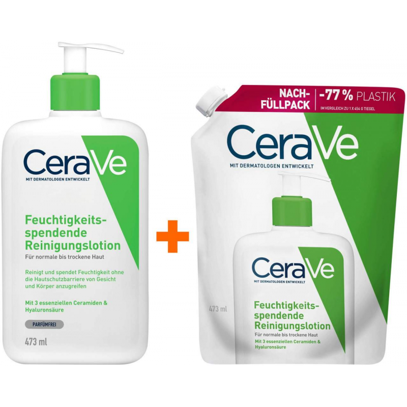 CeraVe Feuchtigkeitsspendende Reinigungslotion 473 ml + CeraVe Feuchtigkeitsspendende Reinigungslotion 473 ml Refill