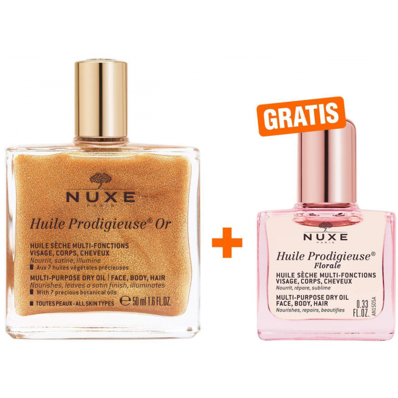 NUXE Huile Prodigieuse OR 50 ml + gratis Huile Prodigieuse Florale 10 ml
