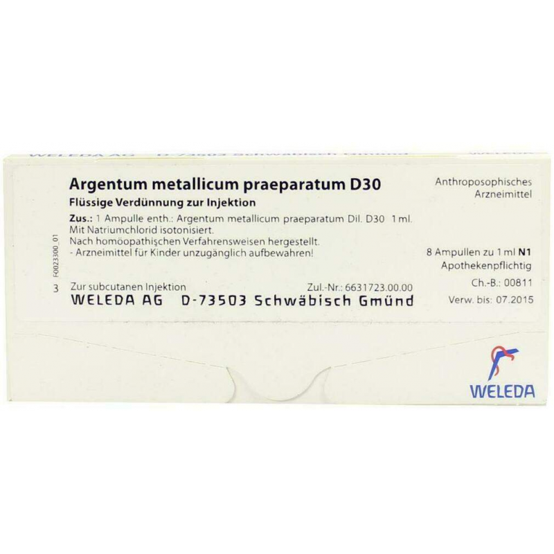 Weleda Argentum Metallicum Praeparatum D 30 8 Ampullen