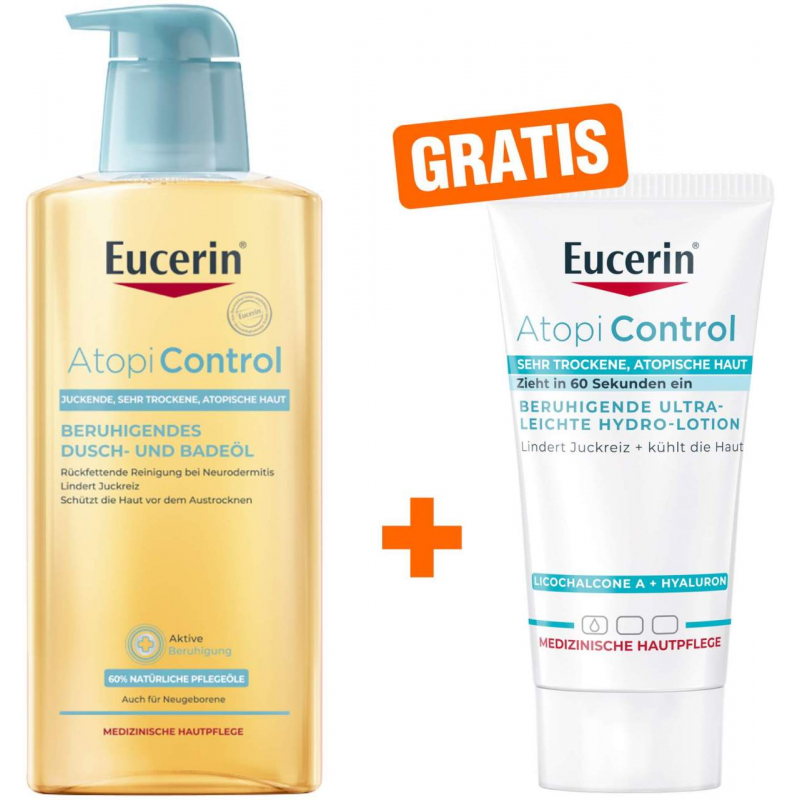 Eucerin AtopiControl Dusch und Badeöl 400 ml + gratis AtopiControl Hydro-Lotion 20 ml
