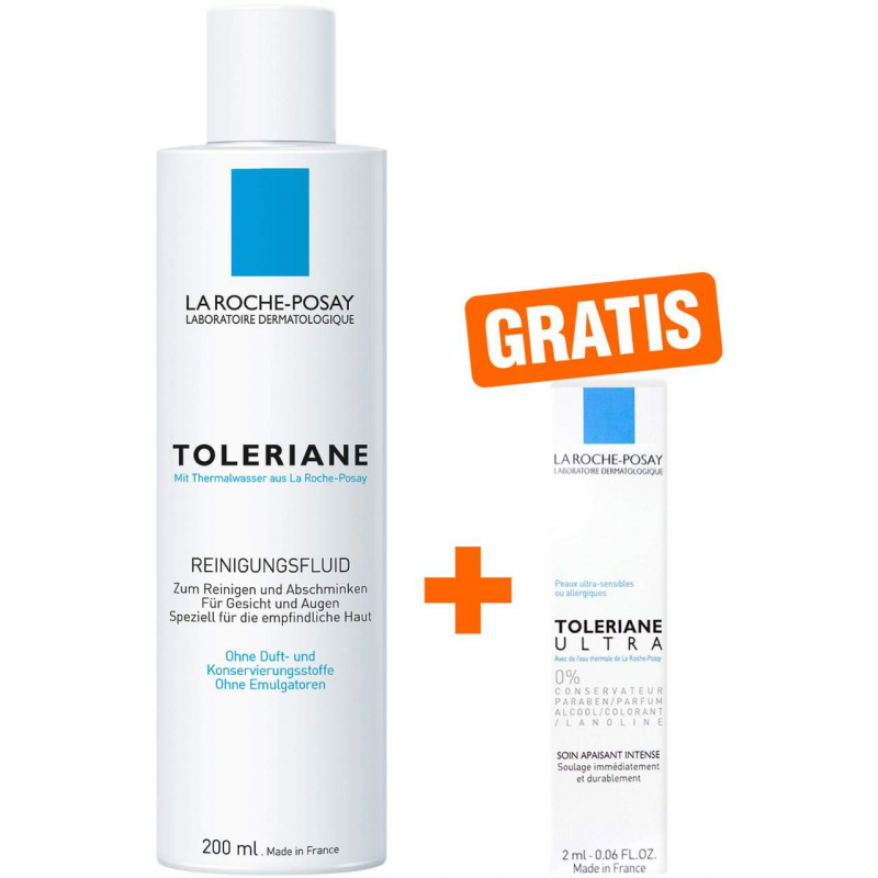 La Roche Posay Toleriane Reinigungsfluid 200ml + gratis Roche Posay Toleriane Dermallergo Augencreme 2 ml