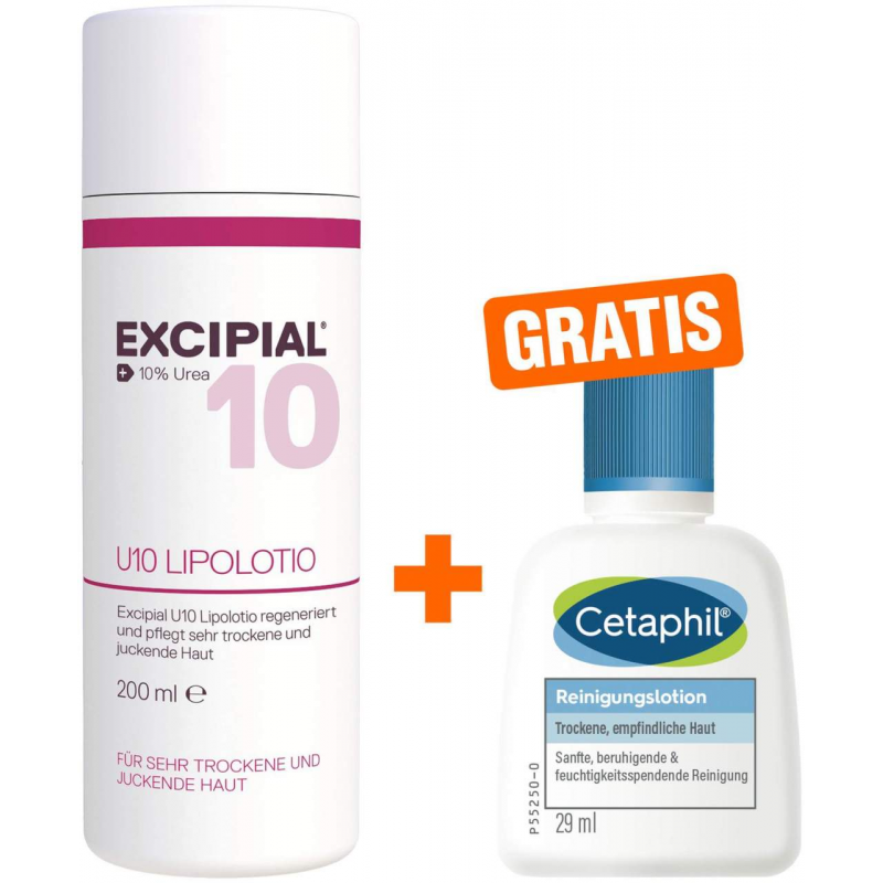 Excipial U 10 Lipolotio 200 ml + gratis Cetaphil Reinigungslotion 29 ml