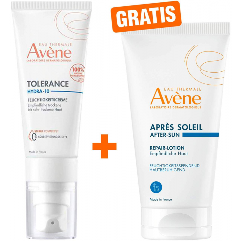 Avene Tolerance Hydra-10 Feuchtigkeitscreme 40 ml + gratis Repair-Lotion nach der Sonne 50 ml