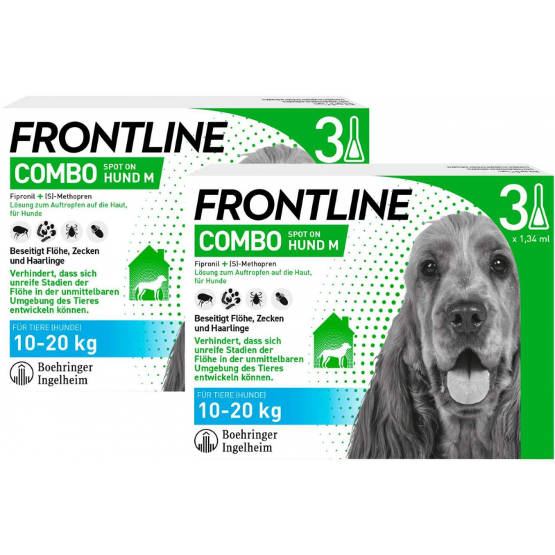 Frontline Combo Spot On Hund M 10-20 kg 2 x 3 Pipetten