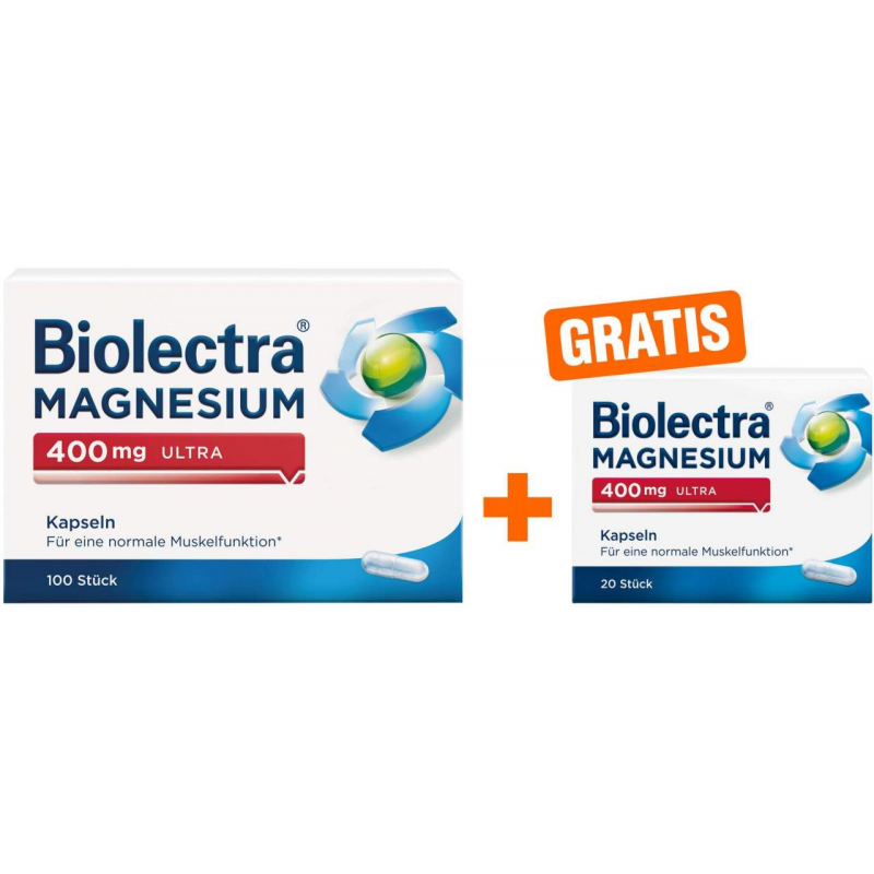 Biolectra Magnesium 400 mg ultra 100 Kapseln + gratis 20 Kapseln