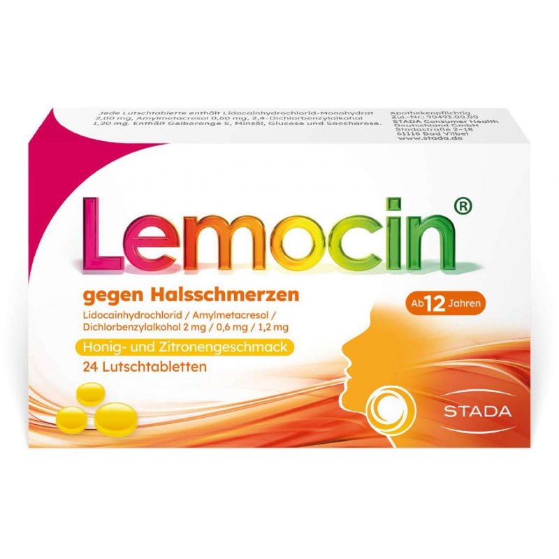 Lemocin gegen Halsschmerzen mit Honig-Zitronengeschmack 24 Lutschtabletten