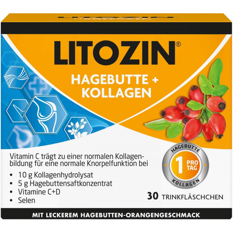 Litozin Hagebutte + Kollagen Trinkflasche 30 x 25 ml