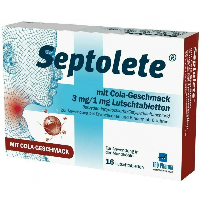 Septolete mit Cola Geschmack 3mg + 1mg 16 Lutschtabletten