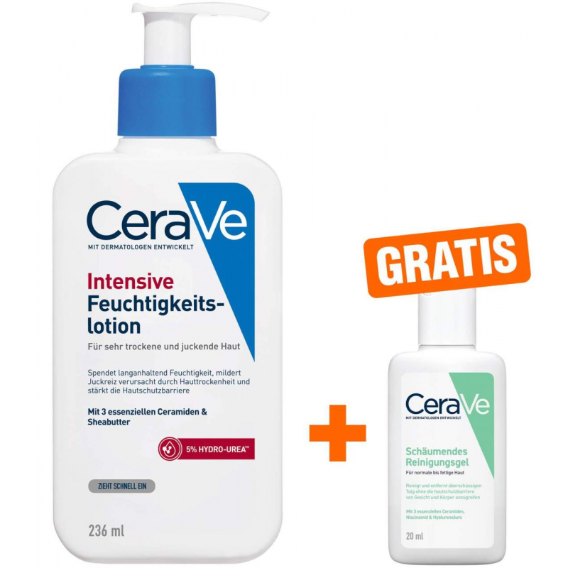 Cerave Intensive Feuchtigkeitslotion 236 ml + gratis Schäumendes Reinigungsgel 20 ml