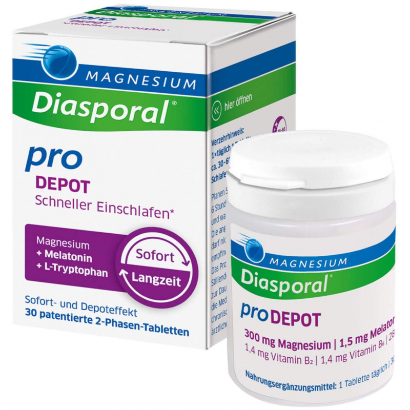Magnesium Diasporal pro Depot Schneller Einschlafen 30 Tabletten