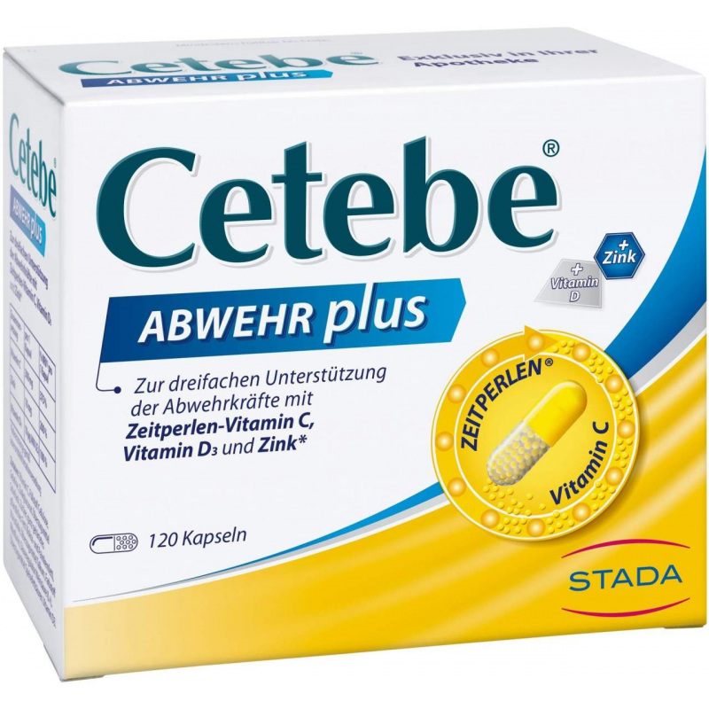 Cetebe Abwehr plus Vitamin C + Vitamin D3 + Zink 120 Kapseln