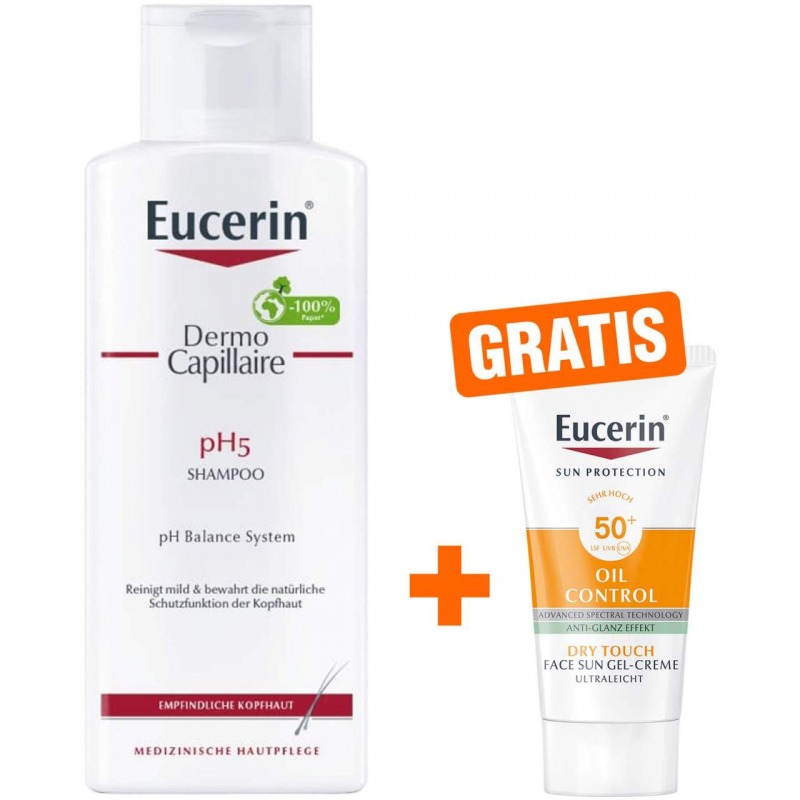 Eucerin Dermo Capillaire pH5 Shampoo 250 ml + gratis Eucerin Sun Gel-Creme Oil Control 20 ml