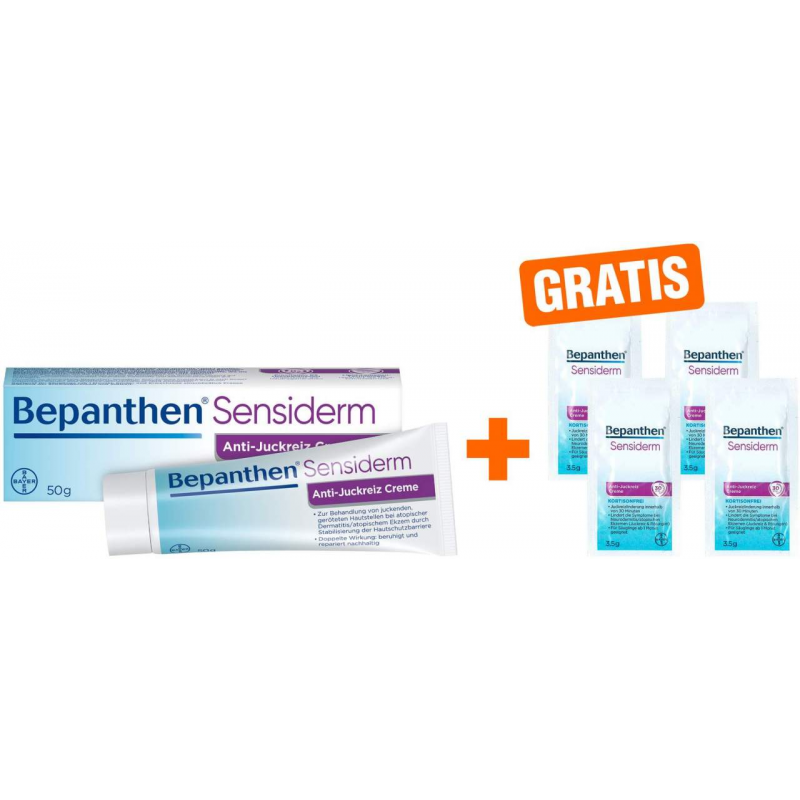 Bepanthen Sensiderm Anti-Juckreiz Creme 50 g + gratis 4 x 3,5 g Creme Sachet