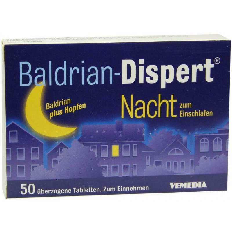 Baldrian-Dispert Nacht zum Einschlafen 50 überzogene Tabletten