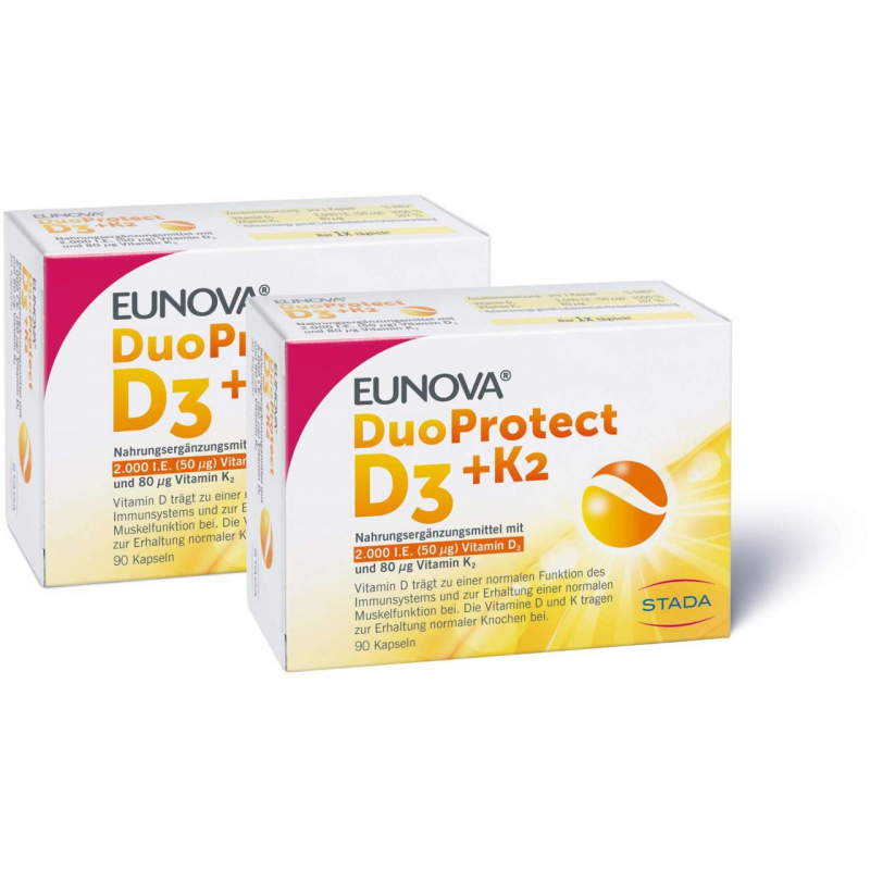 Eunova DuoProtect D3 + K2 2000 I.E. 2 x 90 Kapseln