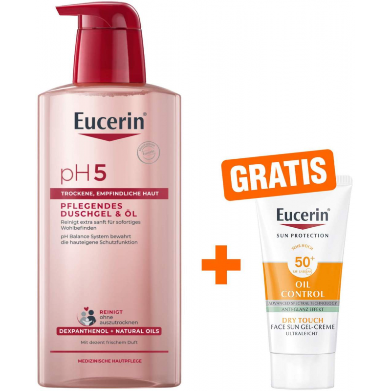 Eucerin pH5 Duschgel & Öl empfindliche Haut 400 ml + gratis Eucerin Sun Gelcreme Oil Control 20 ml