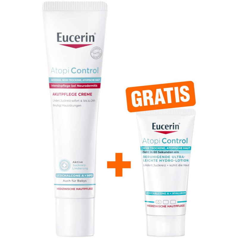 Eucerin AtopiControl Akut Creme 40 ml + gratis Eucerin AtopiControl Hydrolotion 20 ml
