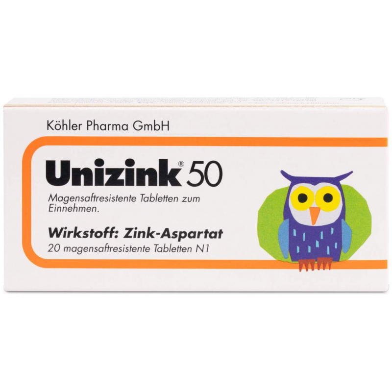 Unizink 50 magensaftresistente Tabletten 20 Stück
