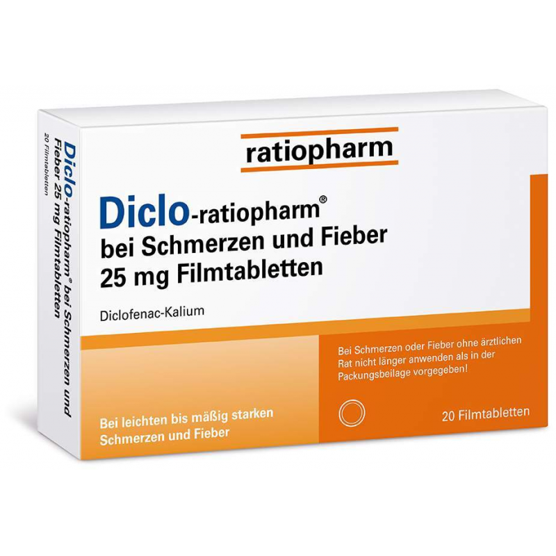 Diclo-ratiopharm bei Schmerzen und Fieber 25 mg 20 Filmtabletten