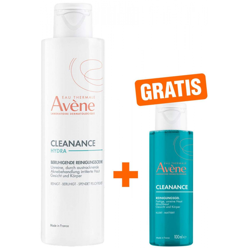 Avene Cleanance Hydra Beruhigende Reinigungscreme 200 ml + gratis Reinigungsgel 100 ml