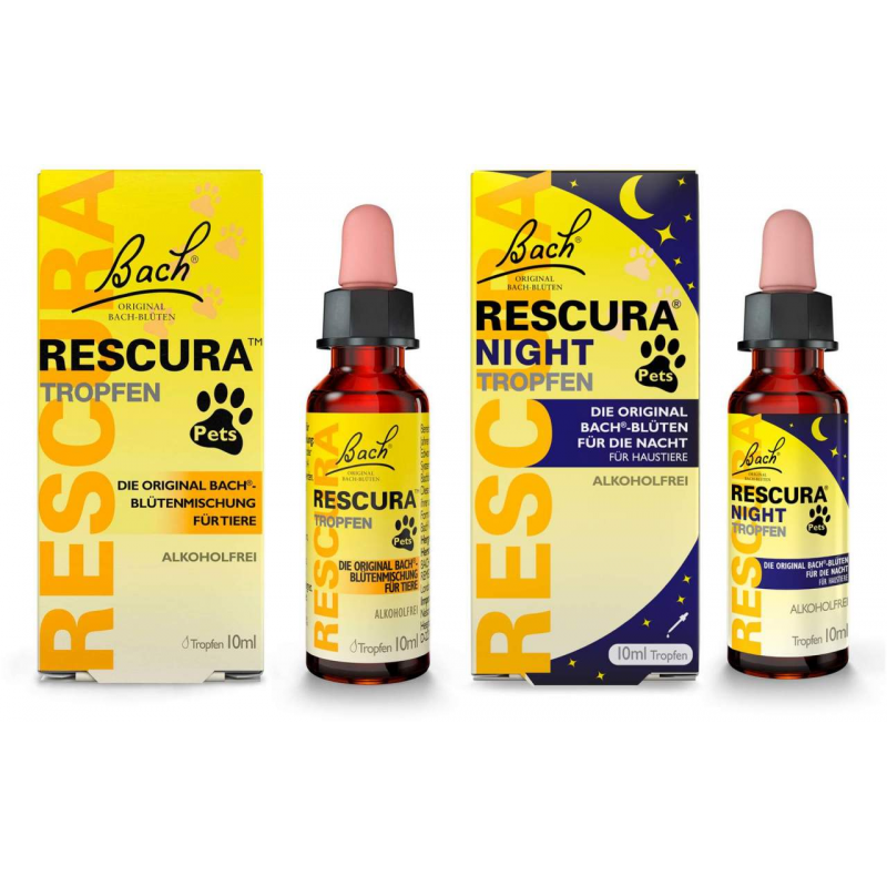Bach Original Rescura Pets 10 ml Tropfen + Bach Original Rescura Night Pets 10 ml Tropfen