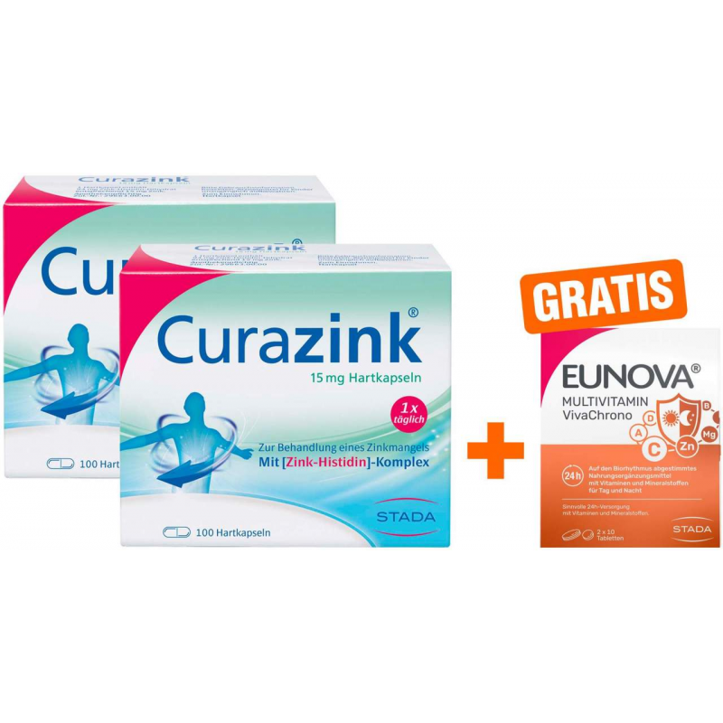 Curazink 2 x 100 Kapseln + gratis Eunova VivaChrono 2 x 10 Tabletten