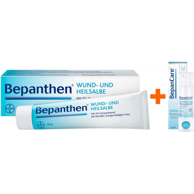Bepanthen Wund u Heilsalbe 100g + BepanCare Narben-Gel mit Massageroller 20 ml