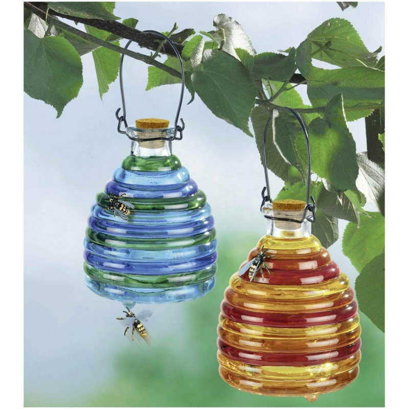 Wespenfalle aus Glas farbig 2er-Set