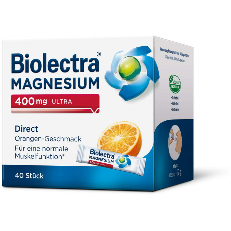 Biolectra Magnesium 400 mg ultra Direct Orangengeschmack 40 Pellets