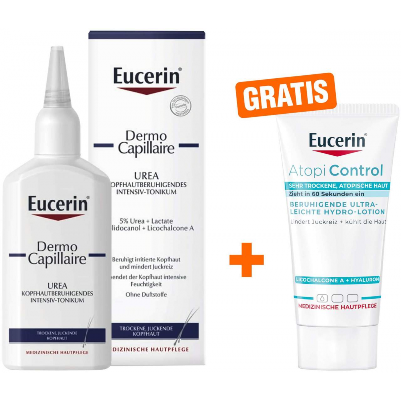 Eucerin Dermo Capillaire kopfhaut- beruhigend. Tonikum 100 ml + gratis AtopiControl Hydro-Lotion 20 ml