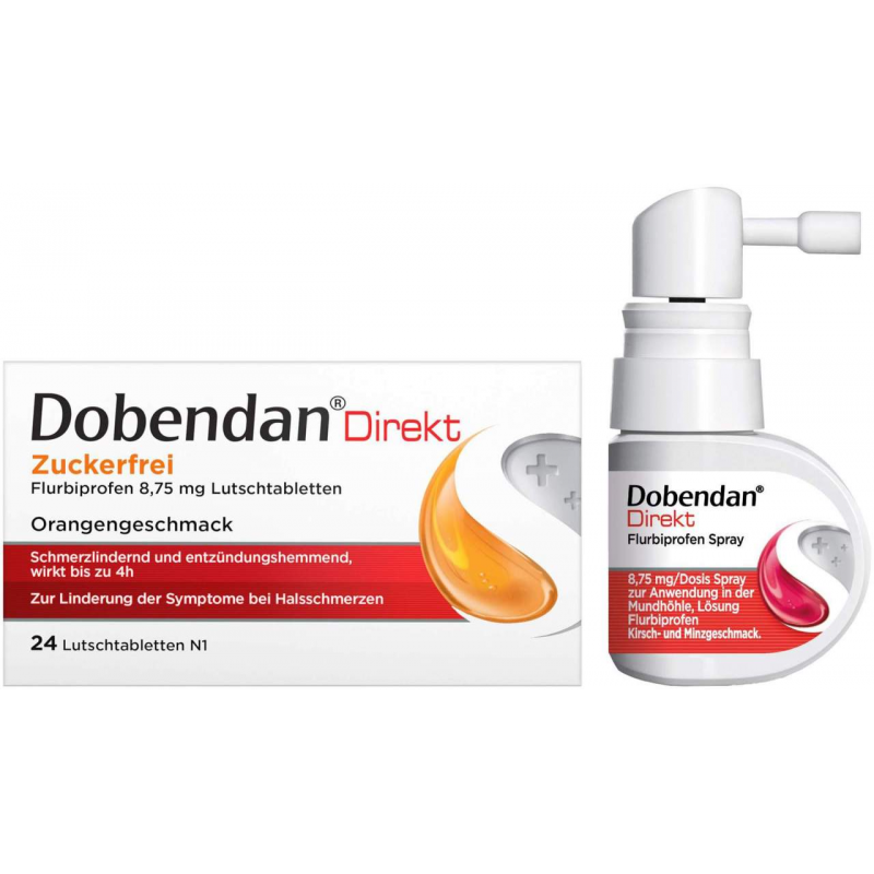 Sparset Dobendan direkt zuckerfrei Flurbiprofen 24 Lutschtabl. + Dobendan direkt Flurbiprofen 15 ml Spray