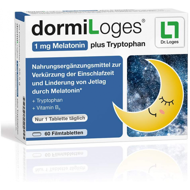dormiLoges 1 mg Melatonin plus Tryptophan 60 Filmtabletten
