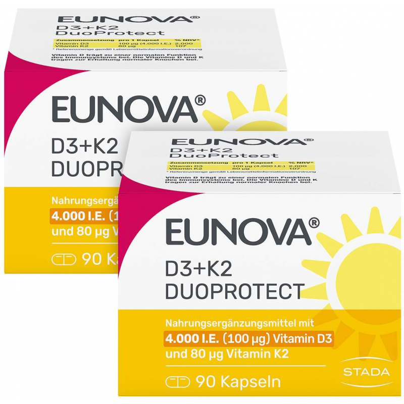 Eunova Duoprotect D3+k2 4000 I.E.-80ug 2 X 90 Kapseln