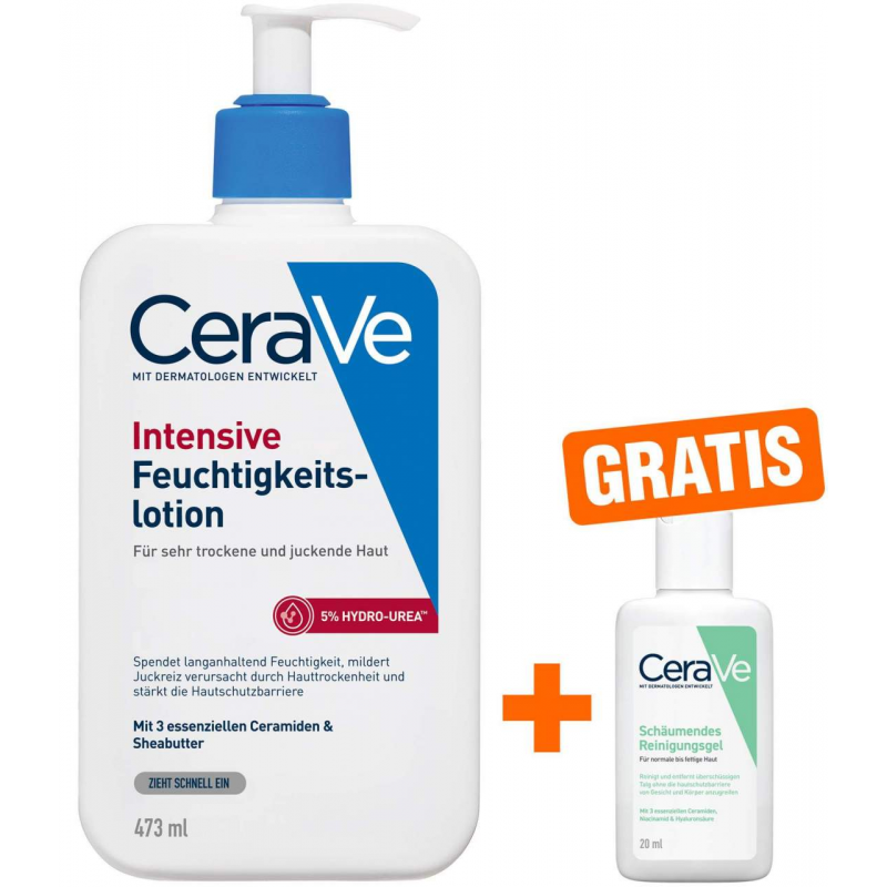 Cerave Intensive Feuchtigkeitslotion 473 ml + gratis Schmäumendes Reinigungsgel 20 ml