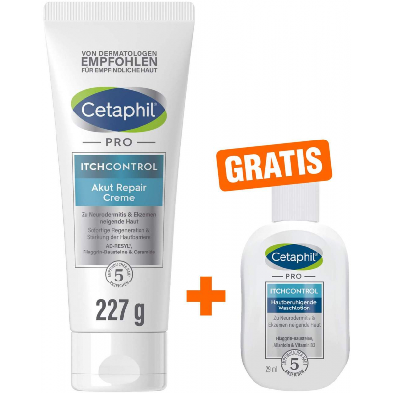 Cetaphil Pro Itch Control Akut Repair Creme 227 g + gratis Cetaphil Pro Itch Control Waschlotion 29 ml