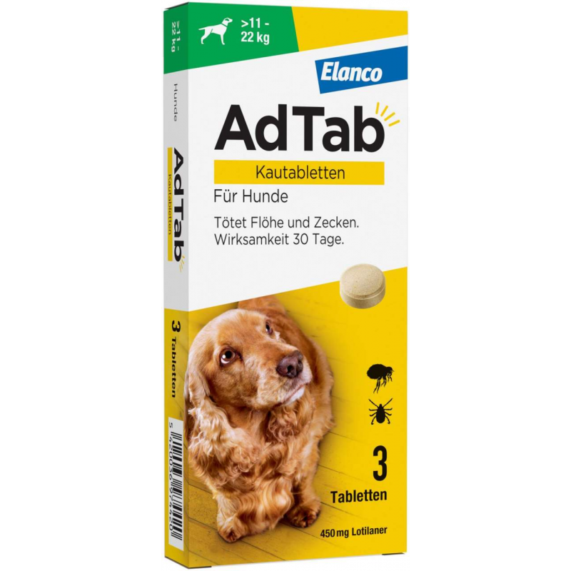 AdTab 450 mg für große Hunde (11-22 kg) 3 Kautabletten