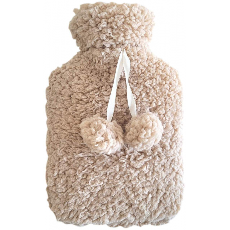 Wärmflasche mit Bezug 1,5 L Creme