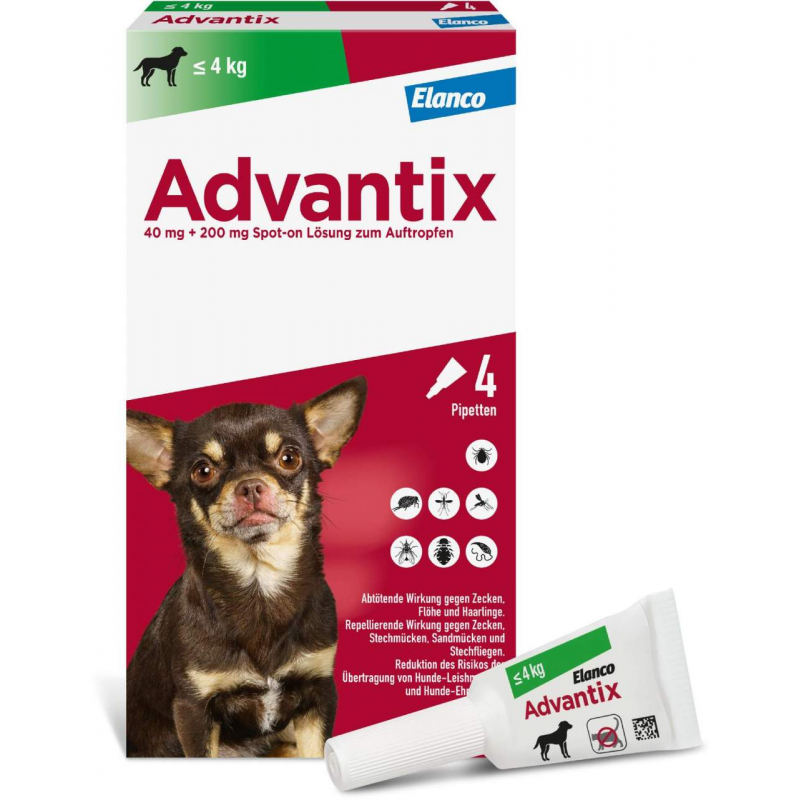 Advantix Spot-On Hund bis 4 kg 4 x 0,4 ml Lösung