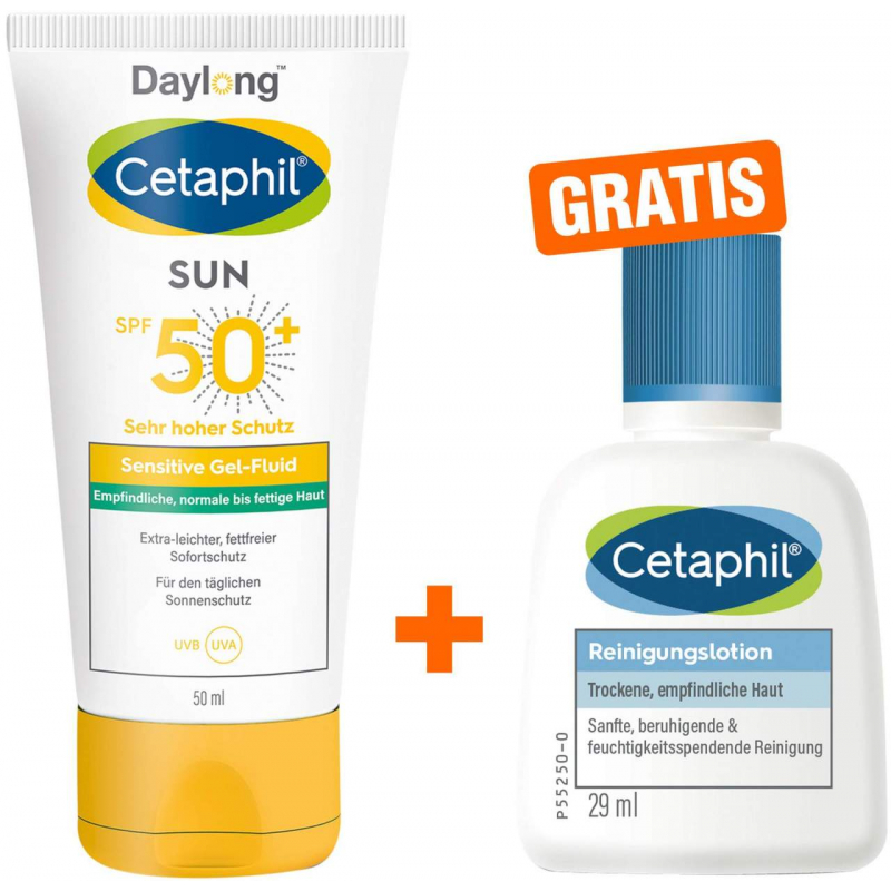 Cetaphil Sun Daylong SPF 50+ sensitives Gel - Fluid Gesicht 50 ml + gratis Cetaphil Reinigungslotion 29 ml