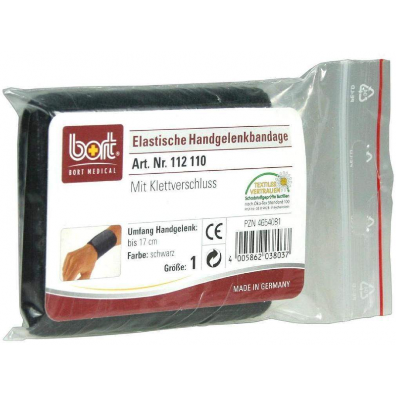 Bort Handgelenkbandage Mit Klettverschluss Gr.1 Schwarz 1 Stück