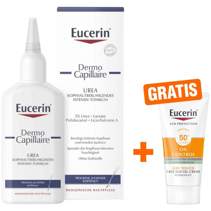 Eucerin Dermo Capillaire kopfhautberuhigend Tonikum 100 ml + gratis Sun Gel-Creme Oil Control 20 ml