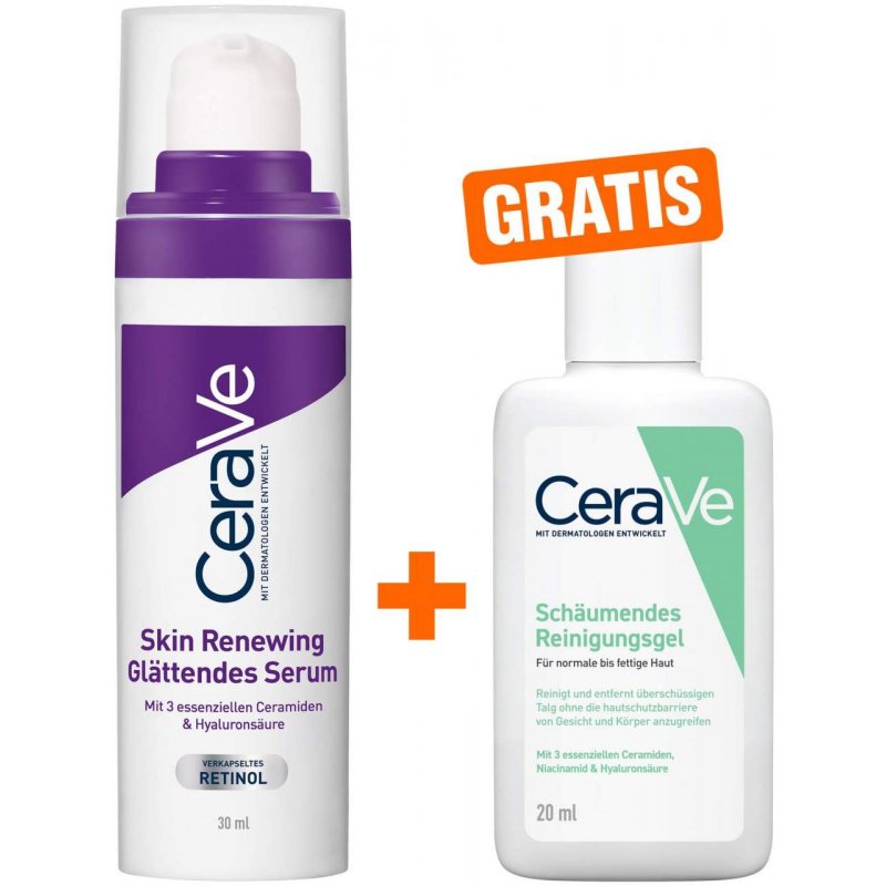 Cerave Skin Renewing glättendes Serum 30 ml + gratis CeraVe schäumendes Reinigungsgel 20 ml